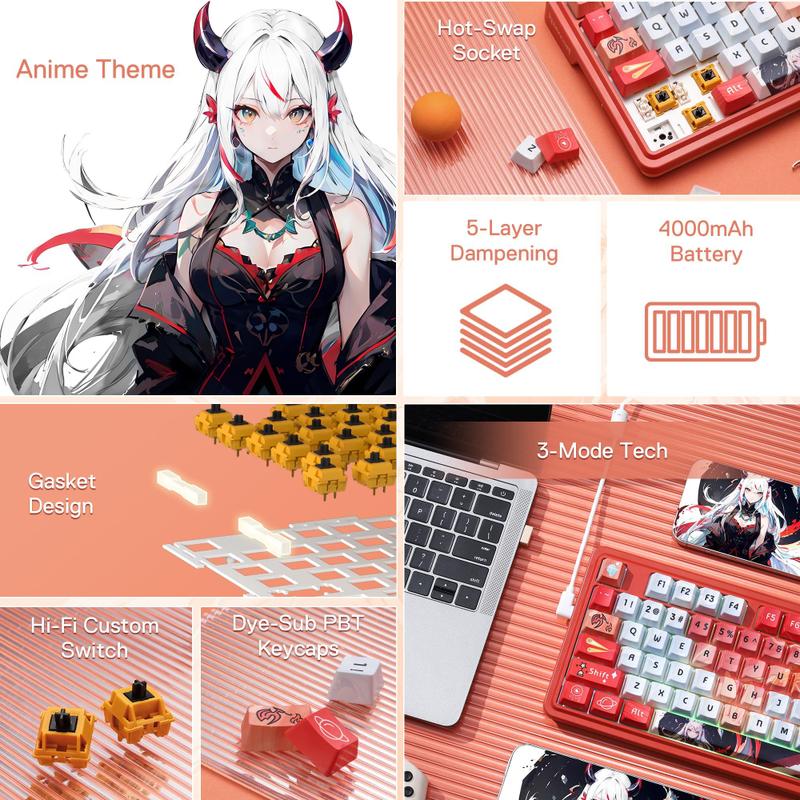 Teclado para jogos Redragon K673 PRO SE 75% 81 teclas sem fio